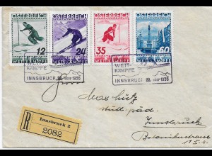Einschreiben Innsbruck FIS Wettkämpfe 1936, MiNr. 623-626, kein FDC