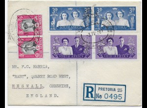 Einschreiben Pretoria nach Heswall, Cheshire, 1947