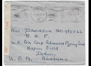 Brief aus Johannesburg, 1942 nach USA - Dorhan AL, Censor