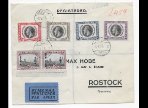Einschreiben air mail Windhoek nach Rostock, 1935