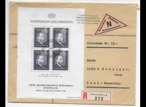 Nachnahme Brief Triesenberg nach Hegi, 1938, Block 3
