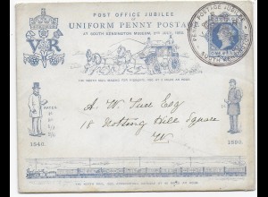 Postkarte zum Post Jubiläum in South Kensington 1890