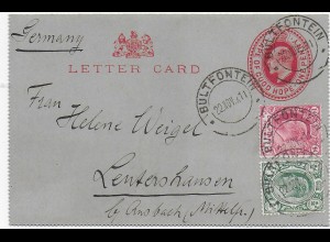 Letter card Bultfontein 1911 to Leutershausen/Ansbach