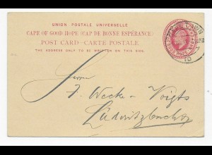 post card mit Werbung, Cape Town, 1912 nach Lüderitzland