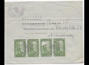 Brief von Turrialba 1934 nach Dresden, Weiterleitung Plauen