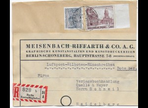 Einschreiben Adressauschnitt Berlin MiNr. 58 nach Heidelberg und zurück