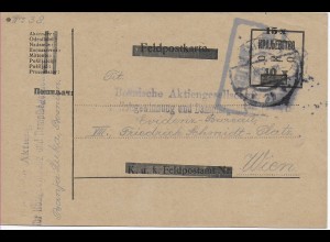 Postkarte Überbalkte Feldpostkarte von Banja Luka nach Wien,1920