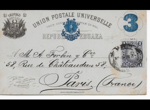 Post card Lima 1892 to Paris