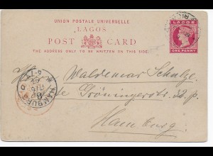 Post card Lagos 1897 to Hamburg