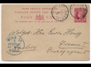 post card Falkland Islands Port Stanley 1895 nach Wien