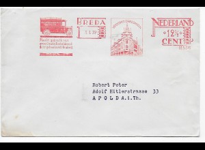 Brief mit Freistempel Breda, 1939 nach Apolda