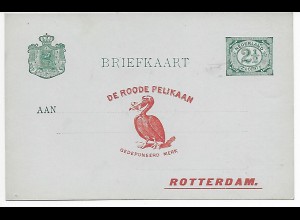 Briefkaart mit Pelikan nach Rotterdam