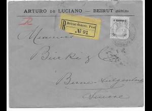 Beirut-Österreichische Post, Einschreiben in die Schweiz, 1904, Levante-Syrien