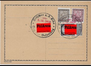 Tetschen an der Elbe, Sonderstempel 1938 auf Postkarte, blanko