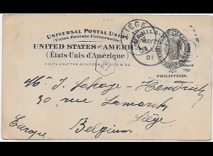 Post card USA from Manila 1901 to Belgium