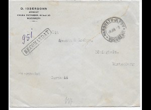 Advocat Bucaresti, registered to Bönigheim, Briefmarken Rückseite