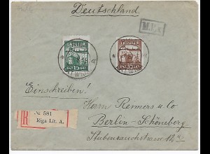 Einschreiben Riga, 1919 nach Berlin