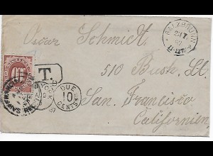 Salzbrunn 1887 nach San Francisco, Taxe