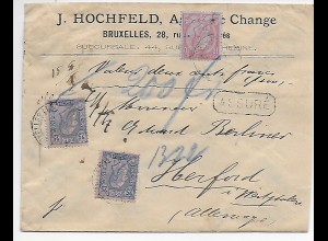 Brüssel Wert Brief 1890 nach Herford