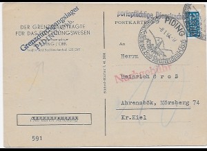 portopflichtige Dienstsache, Piding, Grenzdurchgangslager Flüchtlingswesen, 1954