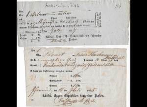 2x Postscheine: 1827 und 1855, Marktbreit