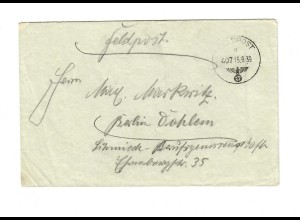 frühe Feldpost, 15.09.39 mit FPNr. 27185, Raum Siemiawa/Radomysl nach Berlin