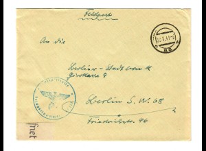 GG Feldpost 1941: Aufklärungsstaffel Warschau mit Feldpostzensur nach Berlin