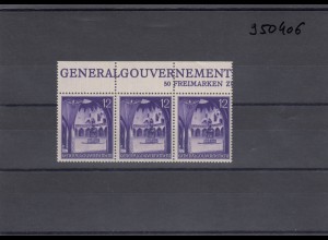 GG Generalgouvernement MiNr. 67, **, postfrisch, Oberrand Inschrift, 3 Felder