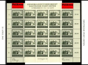 Generalgouvernement GG: Bogen MiNr. 113, Sektor I/4, postfrisch. Plattenfehler