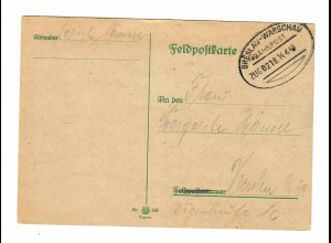 GG Bahnpoststempel: Feldpostkarte Breslau-Warschau ZugNr. 0218 nach Dresden