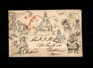GB 1840: Political caricature envelope by Southgate Library, to Dedham, Essex