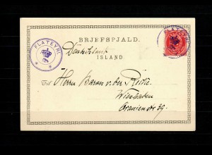Iceland 1900: photo picture card Flateyri to Wiesbaden, Geysir
