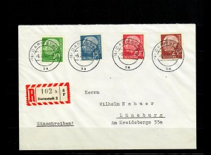 Bund MiNr. ex 179-260y auf R-Brief Darmstadt nach Lüneburg