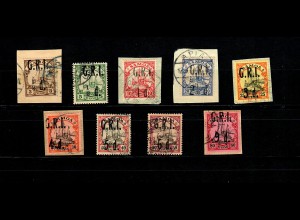 Samoa GRI MiNr. 1-9, teils auf Briefstücken, gestempelt, geprüft