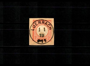 DR: MiNr. 8, gestempelt Loerrach 1.1.1873, Briefstück Luxus