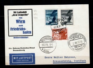 Postkarte 1931 Luftschiff Graf Zeppelin Wien-Friedrichshafen, Österreichfahrt