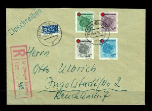 Württemberg: Einschreiben Ebingen 1949, MiNr. 40-43A nach Ingolstadt