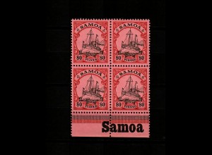 Samoa: MiNr. 15, 4er Block mit Inschrift, postfrisch, **
