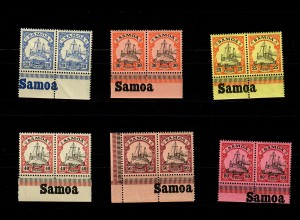 Samoa: MiNr. 10-15, Eck-/Unterrand mit Inschrift, postfrisch, **