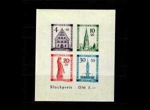 Baden 1949: MiNr. Block, 1 B VI, postfrisch, **