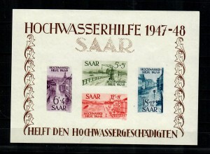 Saarland 1948: Block 1-2 postfrisch, **, Echtheitsnachweis BPP Attest