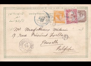 1903: Post card Suez: Cote Francaise des Somalis to Belgium