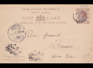 1899: Hongkong post card to Fiume