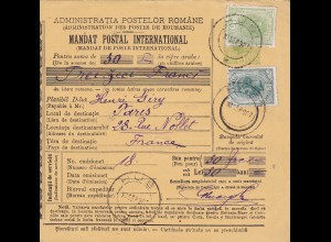 1907 parcel card Romaina Bucaresti to France