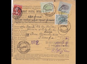 parcel card Romaina/Bucaresti 1907 to France