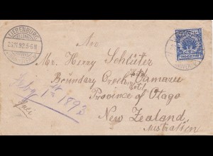 DR: 1892: MiNr. 48, portorichtig nach Neusseland 