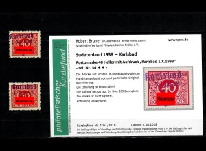 Sudetenland MiNr. 34/35, postfrisch, **, Auflage 205/640 Stück, Karlsbad