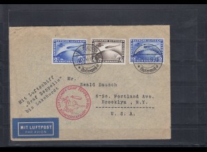 DR MiNr. 438/439 auf Luftpost Brief Graf Zeppelin bis Lakehurst, Südamerikafahrt