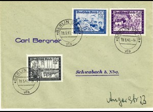 DR: MiNr. 773-778, 19.5.1941, auf FDC nach Schwabach