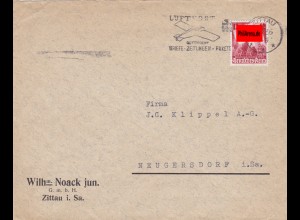 III. Reich: MiNr. 633 FDC von Zittau nach Neugersdorf 1936